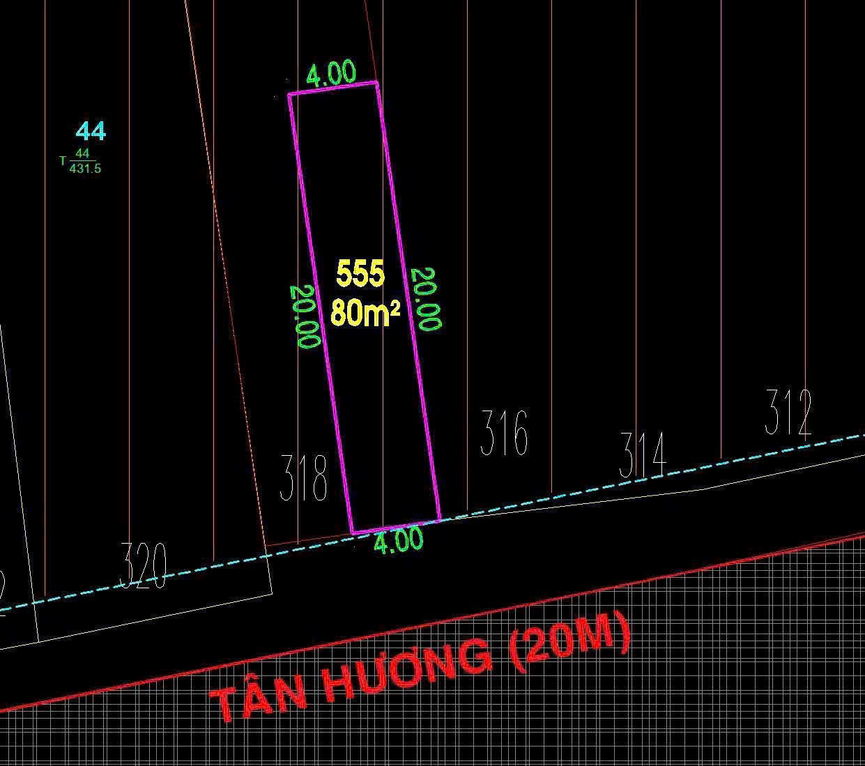 BÁN LÔ ĐẤT MẶT TIỀN ĐƯỜNG TÂN HƯƠNG – VỊ TRÍ ĐẸP - 4 X 20M - GIÁ BÁN 12.8 TỶ