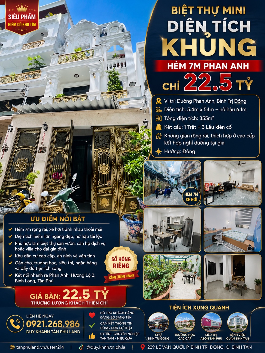 🔥 BIỆT THỰ MINI DIỆN TÍCH KHỦNG – HẺM 7M PHAN ANH – CHỈ 22.5 TỶ 🔥