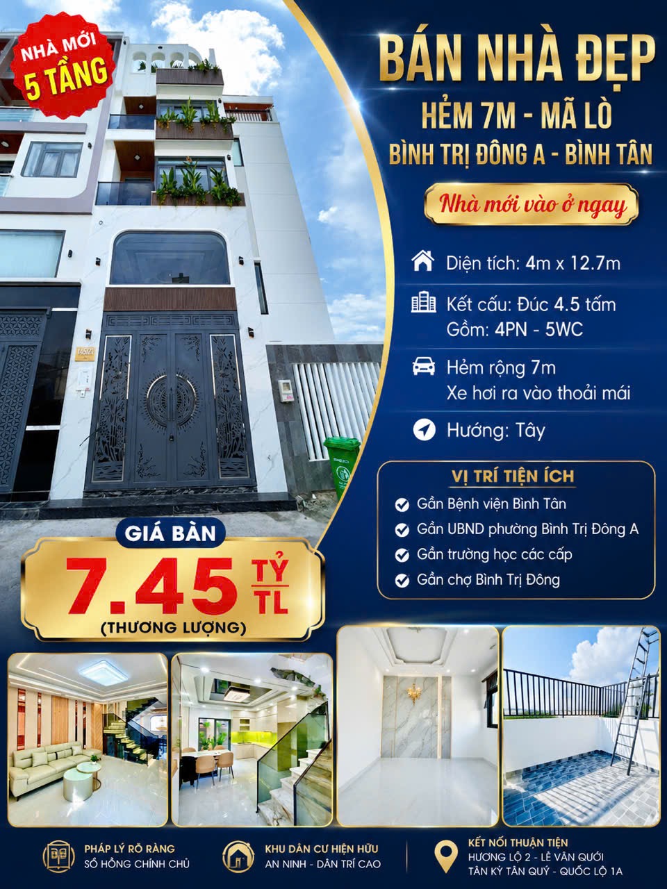 🔥 NHÀ MỚI 5 TẦNG HẺM 7M MÃ LÒ – 4PN 5WC – GIÁ CHỈ 7.45 TỶ