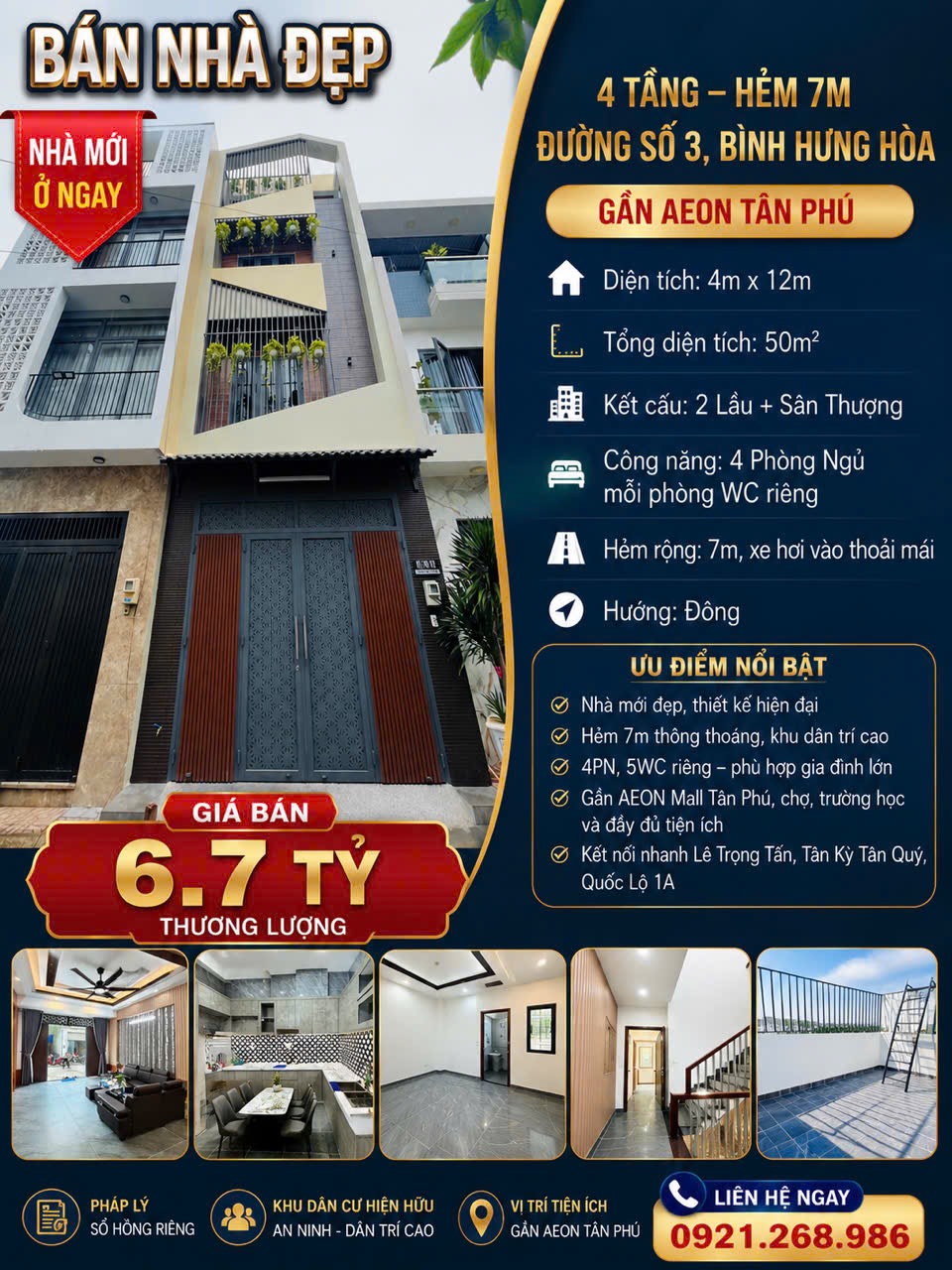 🔥 NHÀ MỚI 4 TẦNG – 4PN WC RIÊNG – HẺM 7M THÔNG ĐƯỜNG SỐ 3, BÌNH HƯNG HÒA – GIÁ CHỈ 6.7 TỶ 🔥