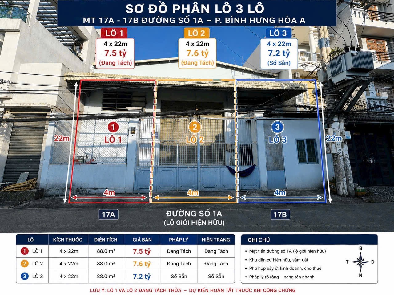 🔥 BÁN Lô Đất Mặt tiền ĐƯỜNG SỐ 1A – GẦN VĂN CAO & LÊ VĂN QUỚI – 4×22M – GIÁ TỪ 7.2 TỶ 🔥