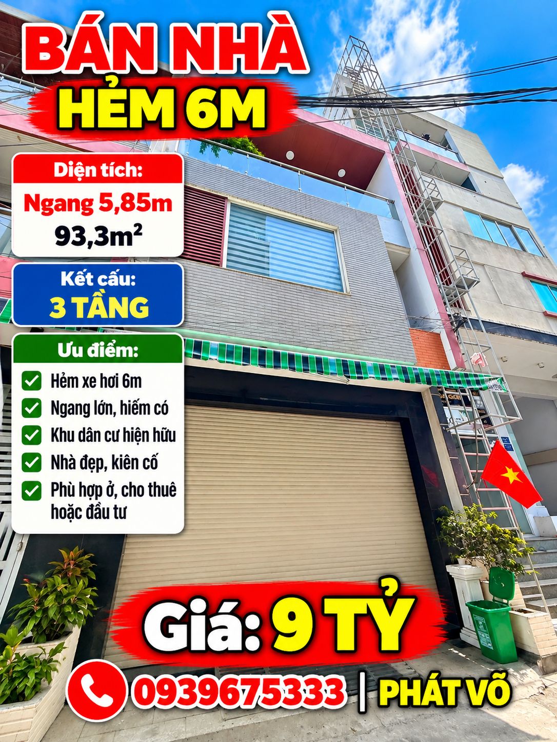 BÁN NHÀ HẺM 6M CẦU XÉO, TÂN QUÝ, TÂN PHÚ – NGANG 5,85Mx16M – 93,3M² – GIÁ 9 TỶ